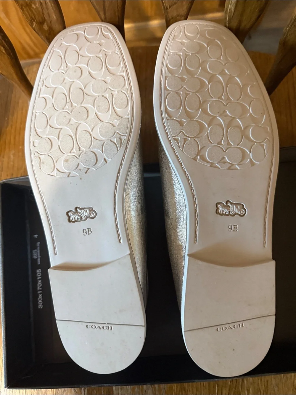 Coach Metallic Silver Square-Toe Ballet Flats - Picture 2 of 3